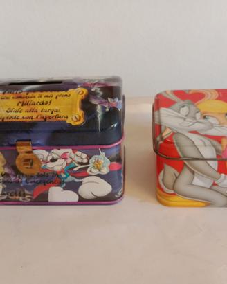 salvadanaio e 1 scatola in latta anni 90