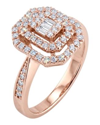 Anello da donna rettangolare  oro Rosa e Diamanti