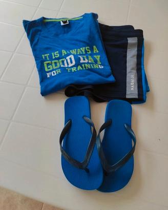 Mare/ costume decathlon/ arena canotta/ infradito