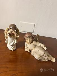 Set 2 angioletti panna natale statuette decorative