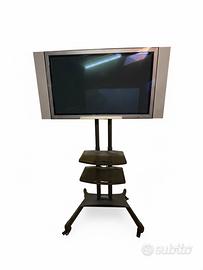 Monitor Hitachi CRT Vintage + carrello con ruote