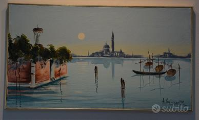 VENEZIA 1969 olio su tela pittore A. Capuzzo