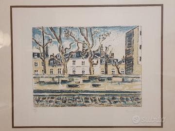 Litografia Orfeo Tamburi "Lungo Senna"