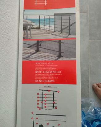 3 Kit balaustra ringhiera, 4,5 m alluminio nuovo