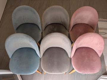 Set di 6 sedie Woltu di velluto in 3 colori