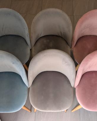 Set di 6 sedie Woltu di velluto in 3 colori