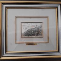 Quadro in argento 925 raffigurante Ragusa Ibla