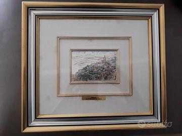 Quadro in argento 925 raffigurante Ragusa Ibla