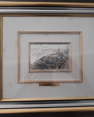 Quadro in argento 925 raffigurante Ragusa Ibla