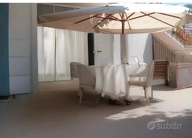 ombrellone m 3 -4  quadrato tela legno bianco 