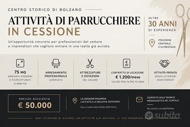 Attività di parrucchiere in cessione - centro bz