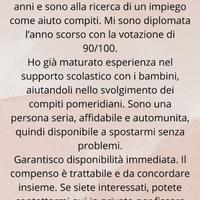 Dopo scuola/baby sitter