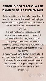 Dopo scuola/baby sitter