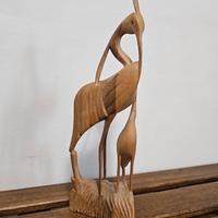 Statuetta Indonesia in legno raffigurante uccelli