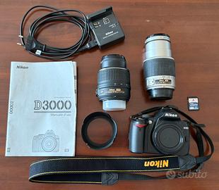 Nikon D3000 + 18-55 VR + 55-200 + accessori