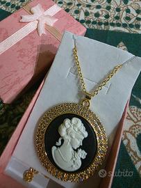 collana cammeo  placcato in oro 18k