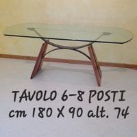 Tavolo vetro cristallo legno acciaio moderno