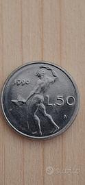 50 lire vulcano piccole + 50 lire italia turrita
