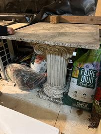 Tavolo giardino pietra e marmo con colonna