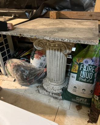 Tavolo giardino pietra e marmo con colonna