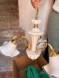 Lampadario placcato oro