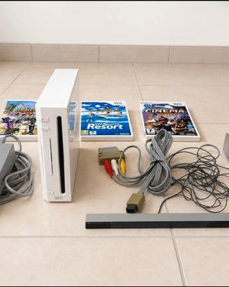 Console Nintendo Wii Bianca + Cavi + 3 Giochi