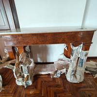 Consolle marmo e legno noce