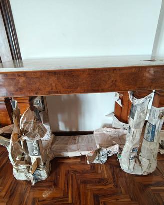 Consolle marmo e legno noce