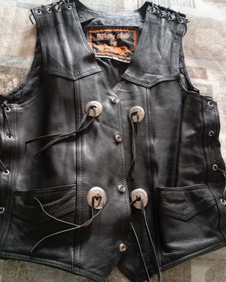 Gilet in pelle biker