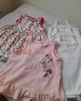 vestitini e body per neonate di 6-9 mesi 