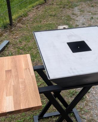 barbecue BBQ con piastra in acciaio inox