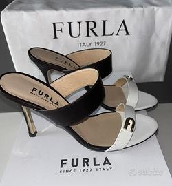 FURLA SANDALI PELLE VITELLO 36,5 TACCO MEDIO NUOVO