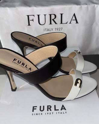 FURLA SANDALI PELLE VITELLO 36,5 TACCO MEDIO NUOVO