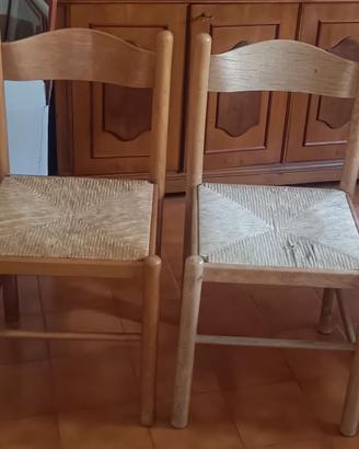 Coppia di sedie con seduta in paglia