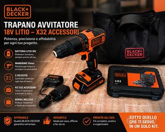 BLACK+DECKER Trapano/Avvitatore BDCHD18
