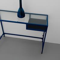 tavolino consolle blu in vetro