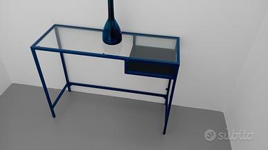 tavolino consolle blu in vetro