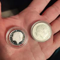 LOTTO 2 MONETE ARGENTO 200 500 LIRE 1989 MONDIALI 