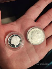 LOTTO 2 MONETE ARGENTO 200 500 LIRE 1989 MONDIALI 