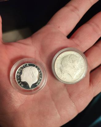 LOTTO 2 MONETE ARGENTO 200 500 LIRE 1989 MONDIALI 