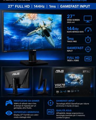ASUS VG278 27” Gaming 144Hz 1ms Full HD