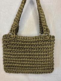 Borsa a mano verde uncinetto cotone