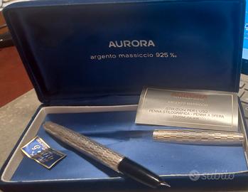 Antica penna stilografica Aurora Argento Massiccio