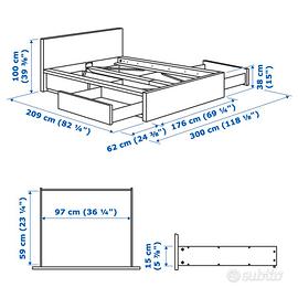 letto contenitore a cassetti Ikea Malm