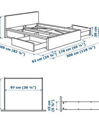 letto contenitore a cassetti Ikea Malm