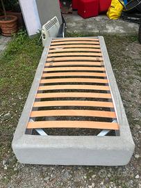 letto singolo moderno imbottito grigio+ materasso