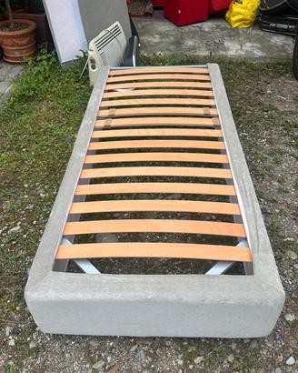 letto singolo moderno imbottito grigio+ materasso