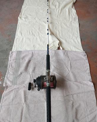 canna da tonno con mulinello duel 80 libbre