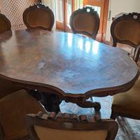 Tavolo legno + 8 sedie velluto