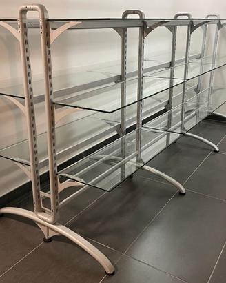 Gondola modulare 3mt - 18 ripiani 3+3 vetro p.35cm
